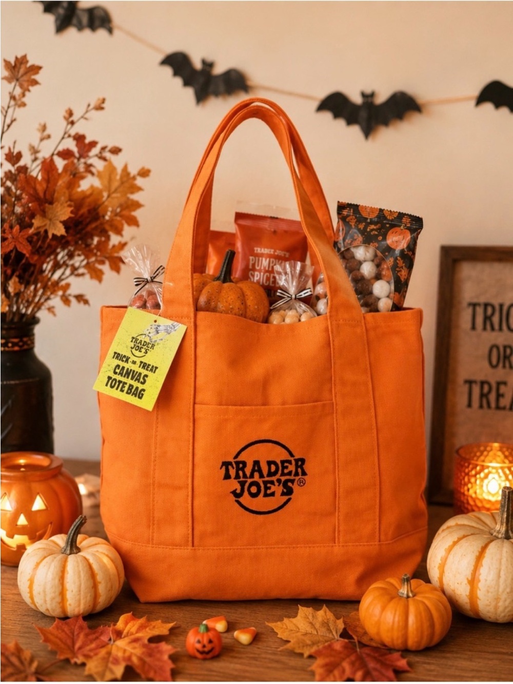 Trader Joe’s Orange Mini Canvas Tote Bag